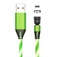 540 Rotate Luminous Magnetic Cable 3A Fast Charging Mobile Phone Charge Cable For LED Micro USB Type C For I Phone Cable
