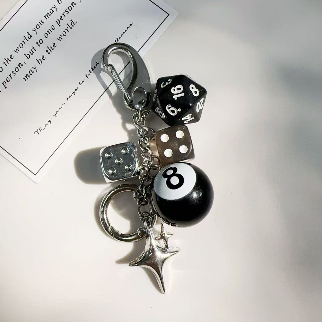 Classic Unique Dice Retro Design Personalized Phone Charm Keychain