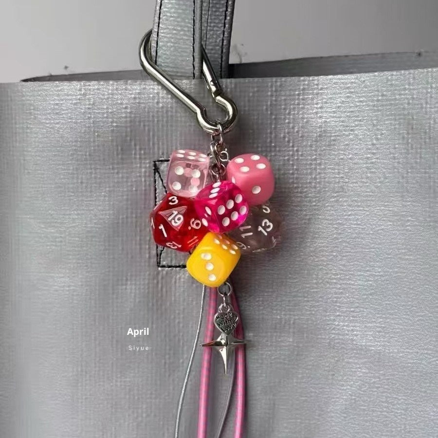 Classic Unique Dice Retro Design Personalized Phone Charm Keychain